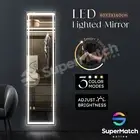 Full Length Wall Mirror w/ LED Light Aluminium Freestanding Makeup Floor Mirror