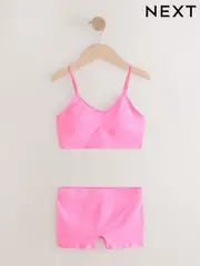 Pink Seamfree Crop Tops And Shorts 2 Pack Set (7-16yrs) (AA8140) | $26