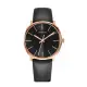 【Calvin Klein 凱文克萊】ck 玫瑰金殼 簡約黑面 黑色皮革錶帶 母親節(K8Q316C3)