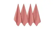 Home Waffle Set of 4 Cotton Tea Towels 50 x 70 cm Clay Pink