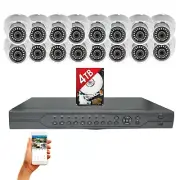 32Ch H.265 DVR Recorder 4TB Hard drive and 16 Security Camera System Remote View