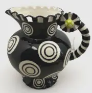 MUD PIE RUFFLES PATTERN BLACK & WHITE PITCHER NO BOX UNUSED