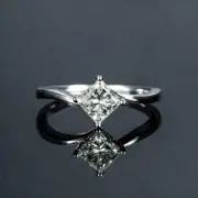 1 Ct Princess Cut Natural Moissanite Solitaire Engagement Ring Sterling Silver