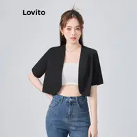 在飛比找蝦皮商城優惠-Lovito 女士休閒素色基本款短版西裝外套 L74ED07