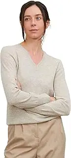 [State Cashmere] Women's 100% Pure Cashmere Long Sleeve Pullover V Neck Sweater