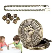 Pocket Watch Dice Holder | Dice Jewelry Case WithFist Pattern - Metal Dice With Pocket Watch Shell, Vintage Pocket Watch Accessories Included For Women, Men