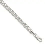 8 Inch Sterling Silver Polished 5mm Triple Link Charm Bracelet