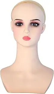 Garende Female Mannequin Head with Makeup Hat Rack Display Holder Wig Stand for Necklace