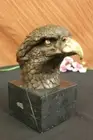 Art Deco Bald American Eagle Bust Bronze Sculpture on Marble Base Figurine deco