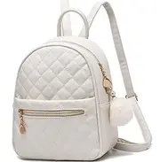 [BAG WIZARD] Women Cute Leather Backpack Mini Backpack Purse for Girls School Bag with Pompom
