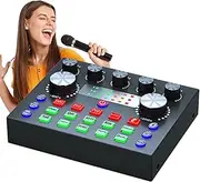 Live Sound Card, 7 Modes Professional Audio Mixer, Streaming Mixer Sound Card Portable, Audio Mixer for Gaming Voice Chatting Recording Pc Live Streaming Karaoke and Phone Streaming Soundboard