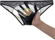 [JINSHI] Men Sexy Open Front Underwear Silk Hollow out Assless Crotchless Briefs See Through Open Back Panties