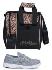 Womens KR Maui Grey Bowling Shoes Sizes 6 - 11 Plus Leopard Bowling Bag