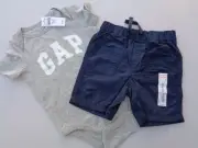 NEW Baby Gap Romper Boys Clothes logo Beans Shorts Bodysuit Size 18-24M 18 24