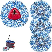4 pcs Spin Mop Replacement Head Spin Mop Refills with 1 Rotating Mop Base, Microfiber Mop Easy Cleaning Floor Head Mop for Floor Cleaning