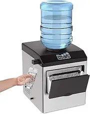 Cobuy 2 in 1 Countertop Ice Maker Built-in Water Dispenser, 15KG Daily Ice Cube Makers, Tabletop Ice Maker Machine with a Scoop, Stainless Steel