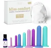 Bliss Comfort 8-Dilator Kit - Premium Soft Silicone - Pelvic Floor Muscle Dilator Exerciser Trainer Set - 8-Pack Sizes 1-8 - Bliss Glide Personal Moisturizer Included - $8 Value!