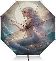 [RPLIFE] Compact Umbrella, Windproof Umbrella, Automatic Open/close, Compact Size for Women Backpacks/Handbags, Mystical Mermaid