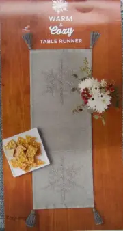 Christmas St Nicholas Square Warm & Cozy Snowflake Table Runner 13"L x 36"W NWT
