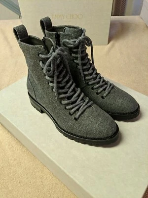 JIMMY CHOO CRUZ Flat Boot- Dusk Flannel EU sz 36.5, US sz 6.5. New in Box