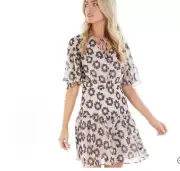 NWT Ted Baker Women's Lucieey Flutter Sleeve Tiered Mini Dress 2 (US6)