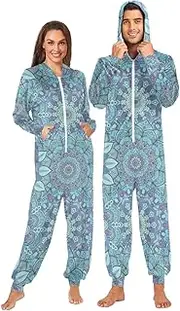 [Joisal] St Patricks Day Pattern Leafs One Piece Pajamas for Men with Pocket One Piece Costume Homewear Small