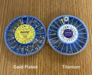 Dental Titanium Golden Plated Conical Screw Post 120pc + 2 Key Root Canal Pins