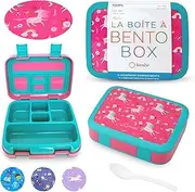 Unicorn Bento Lunch Box for Girls Toddlers, 5 Portion Control Sections, BPA Free Removable Plastic Tray, Pre-School Kid Toddler Daycare Lunches, Cute Snack Container Ages 3 to 7 Pink…