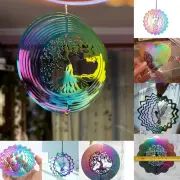 3D Stainless Steel Wind Spinner Catcher Gradient Color Light Effect Garden Decor
