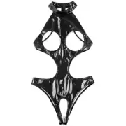 Sexy Womens Cutout Patent Leather Bodysuit OpenCup Bra Crotchless Erotic Teddies