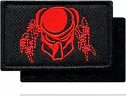 Graphic Dust Predator Embroidered Tactical Patch with Hook and Loop Military Army Hunter Backpacks Outdoor (Black - Red)