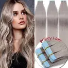 Seamless Tape In Hair Extensions Remy Human Hair Weft Skin Weft Brown Thick 200g