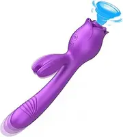 Vibrator 3 in 1 Flower Shape Toy Thrusting Vibrator Rabbit For Women Clitoris Nipple Clit G-spot Female Masturbation Sex Toy