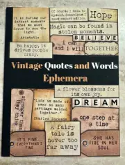 Ephemera Book *VINTAGE QUOTES & WORDS* 18 Pages Junk Journal Collage NEW