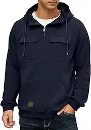 [QIXING] Men's Hoodies Sweatshirt Casual Long Sleeve Pullover Hooded Jumper