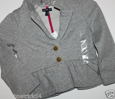 baby Gap NWT Girl 3T 4T 5T Bryant Park Gray French Terry Jacket Coat w Peplum
