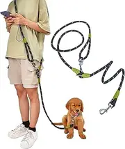 XBOGO Hands Free Dog Leash Waist & Crossbody Rope with Slip Lead Durable for a Dog Nylon Reflective Heavy Duty Hiking Bungee Leash for Small Large Dogs (Black)