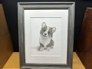 Drawing of a an Welsh Corgi Puppy Dog Graphite Pencil Art Sketch Picture Print