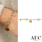 AEC PARIS 巴黎品牌 珍珠母貝手鍊 幸運圈金手鍊 CHAIN BRACELET LUCKY