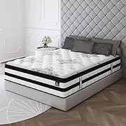 STARRY EUCALYPT High Resilience Memory Foam Mattress SyncCoil 5 Zone Pocket Spring 34cm Thickness, Medium Firm Euro Top Bed Mattress with Enhanced Edge Support and Airflow Design,Darcy White, Queen