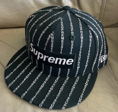 NEW - SS19 - Supreme x New Era Box Logo Text Stripes Green Size 7 1/2 Hat