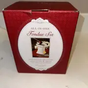 NEW in Box WILLIAM SONOMA Ivory Ceramic All-in-one Fondue Set