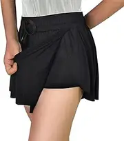 [GOODB] Womens Bike Shorts with Padding Black 4D Bike Biking Riding Bicycle Cycle High Waisted Side Slit Short Skirts Shorts