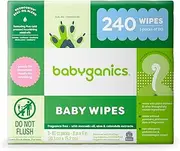 Babyganics Baby Wipes, Unscented, 240 Count, (3 Packs of 80)