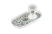Ashdene Robots Soldier Kids New Bone China Egg Cup & Snack Dinner Plate Set