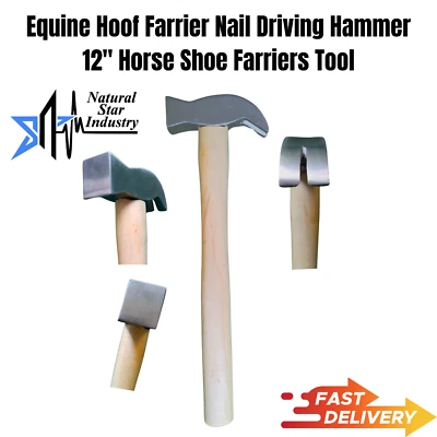 12" Horse Shoe Hoof Care Farrier Nail Driving Hammer Equine Horse Farriers Tools
