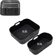 Silicone Insert for Dual Basket Air Fryers, Compatible with Philips Airfryer 3000 Series, Pack of 2 Air Frye Non-Stick Hot for Philips Air Fryer 5.2L/3.1L Accessories
