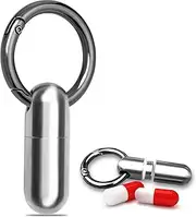 Autuveen Keychain Pill Holder,Titanium Micro Pill Case Keychain Small Portable Pill Box for Purse Wallet Pocket,Waterproof Daily Pill Container Organizer Fob for Outdoor Travel Camping