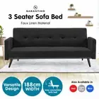 New Sarantino 3 Seater Sofa Bed Lounge Couch Modular Furniture Home Linen Black