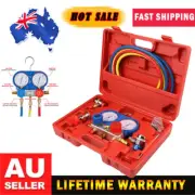 R134a Automotive A/C Manifold Gauge Set 3 Way 5FT Hoses Couplers & Adapter